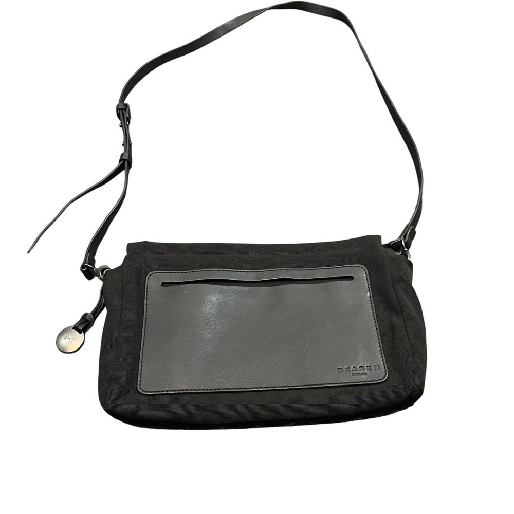 Skagen‎ Crossbody Bag Womens OS Black Nylon Leather Trim Minimalist Messenger